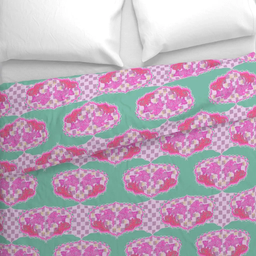 Lednice Gargoyle Duvet Cover - Green alternate view