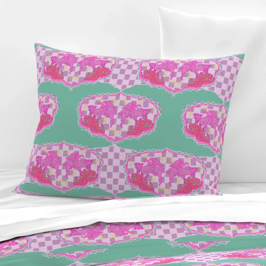 Lednice Gargoyle Standard Knife Edge Pillow - Pink, Cotton Sateen product