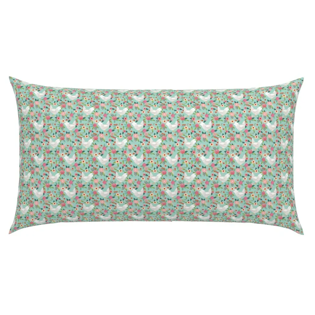Leghorn Chicken Floral King Pillow Sham - White product