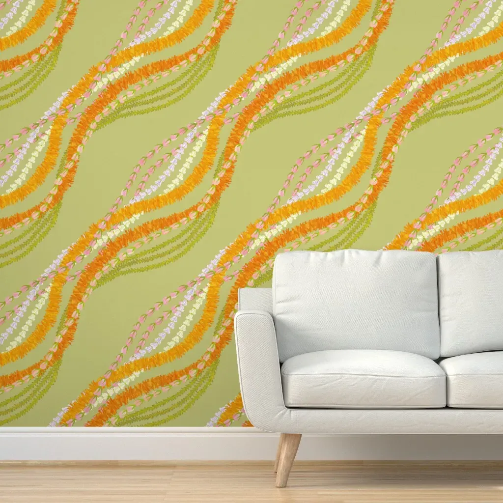 Lei 'Ilima Pakalana Crown Flower Lokelani Peel and Stick Wallpaper - Orange product