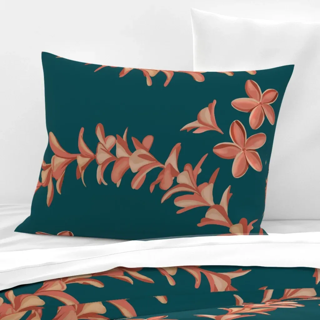 Lei Plumeria Curves Standard Knife Edge Pillow - Coral, Cotton Sateen product