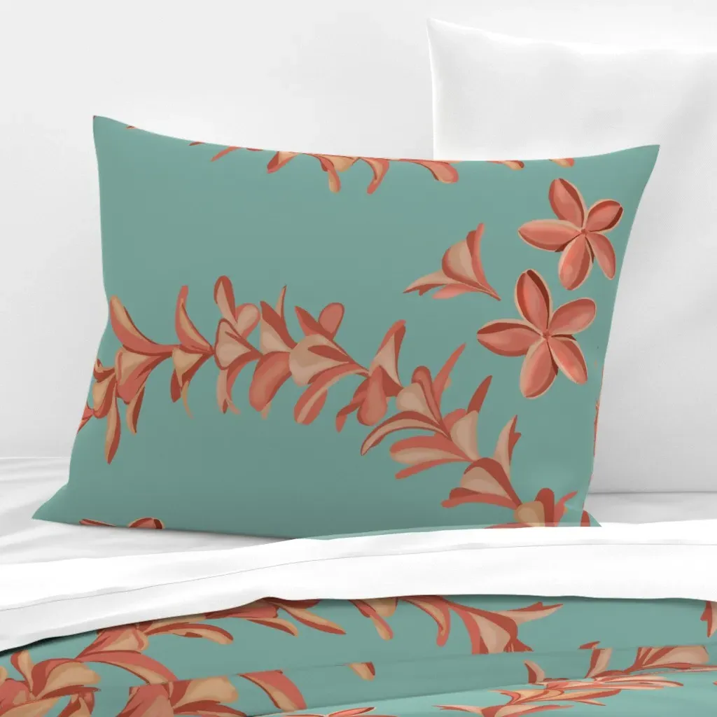 Lei Plumeria Curves Standard Knife Edge Pillow - Coral, Cotton Sateen product