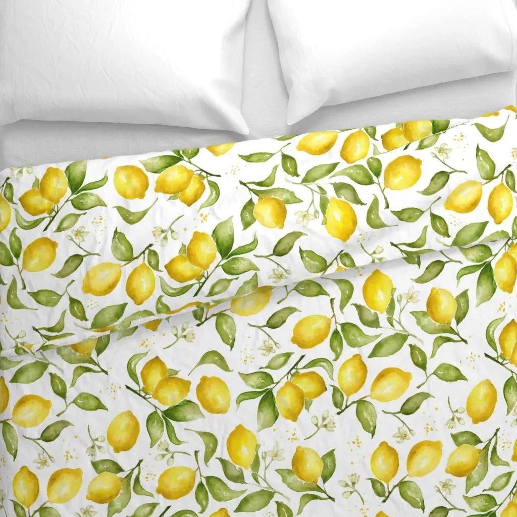 Lemon Blossoms Duvet Cover - Yellow alternate view