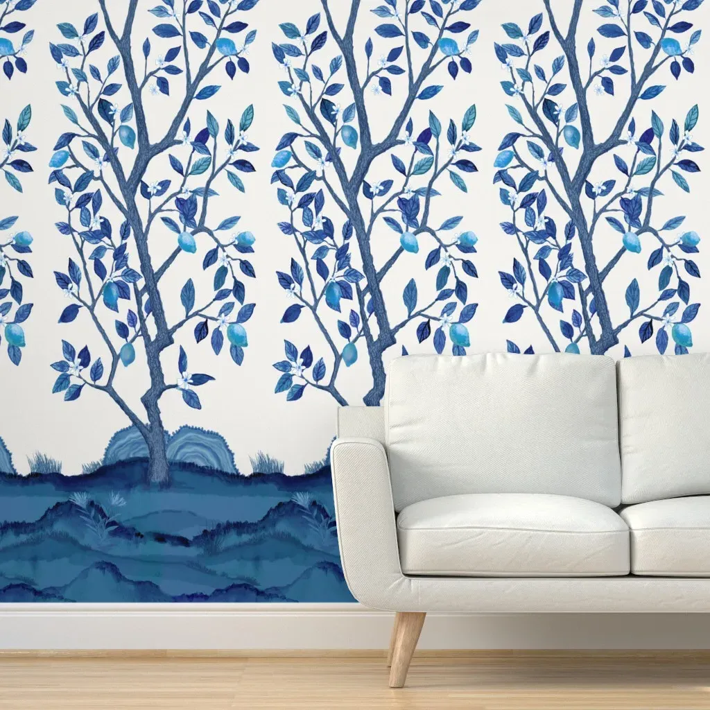 Lemon Tree Peel and Stick Wallpaper Panel - Indigo Blue product