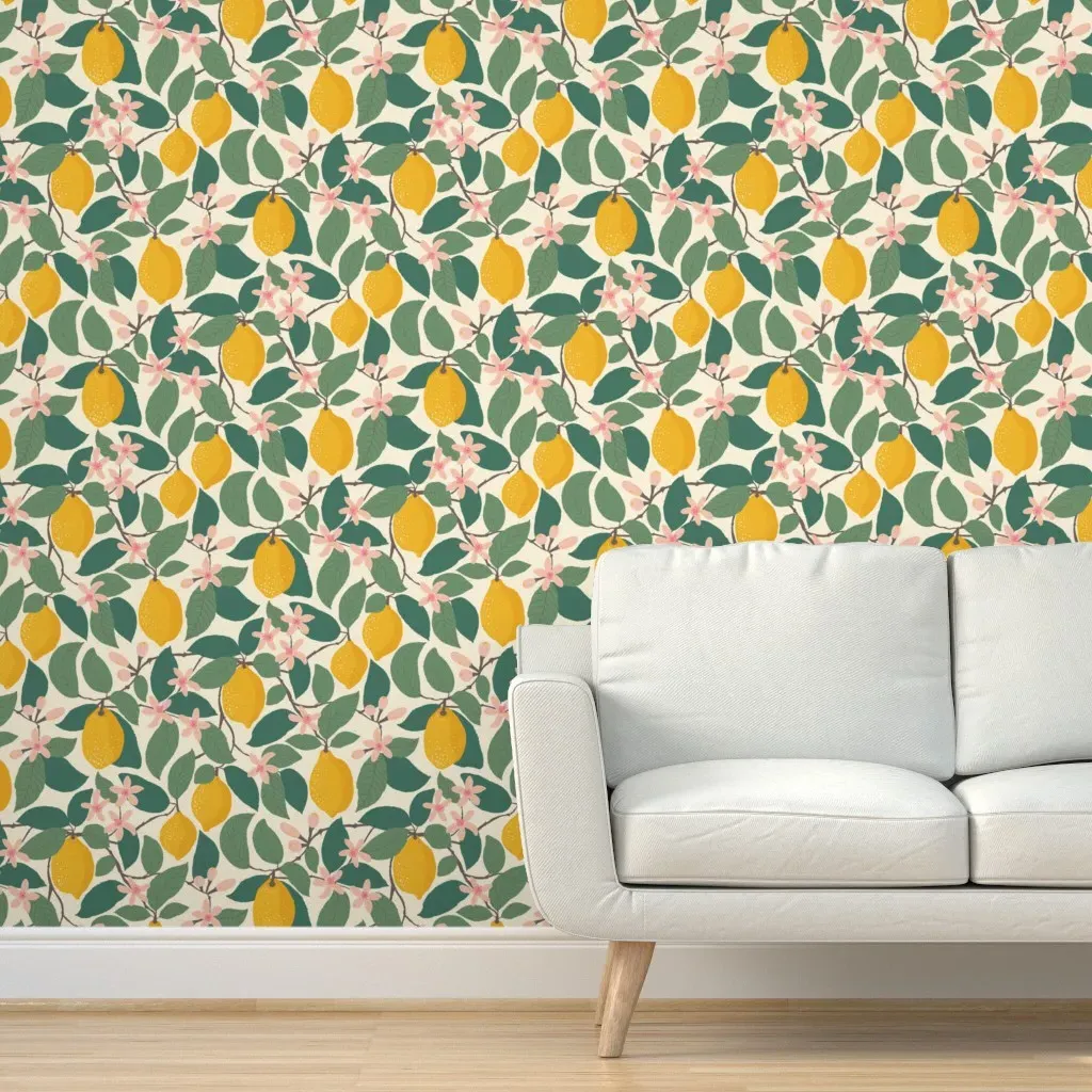 Lemon Tree Peel and Stick Wallpaper - Yellow, Cream product