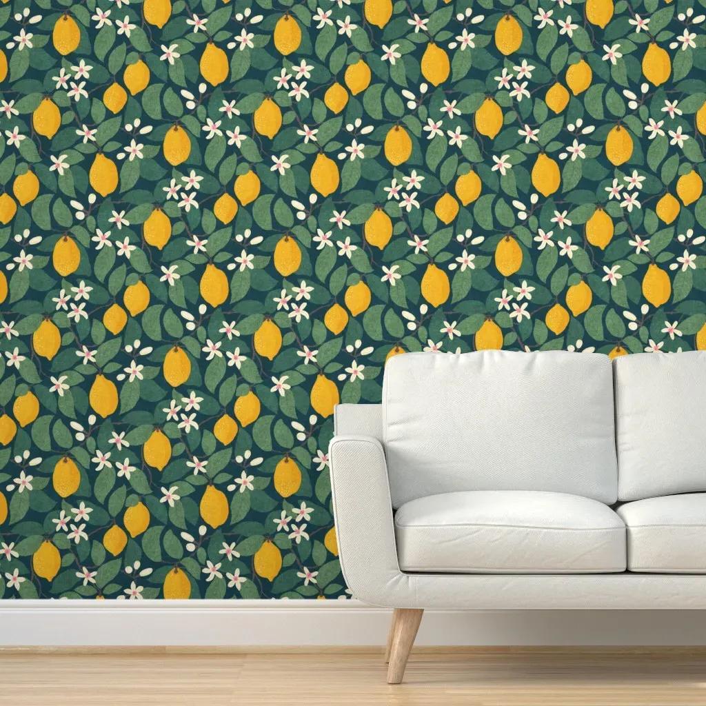 Lemon Tree XL Peel and Stick Wallpaper - Dark Teal product