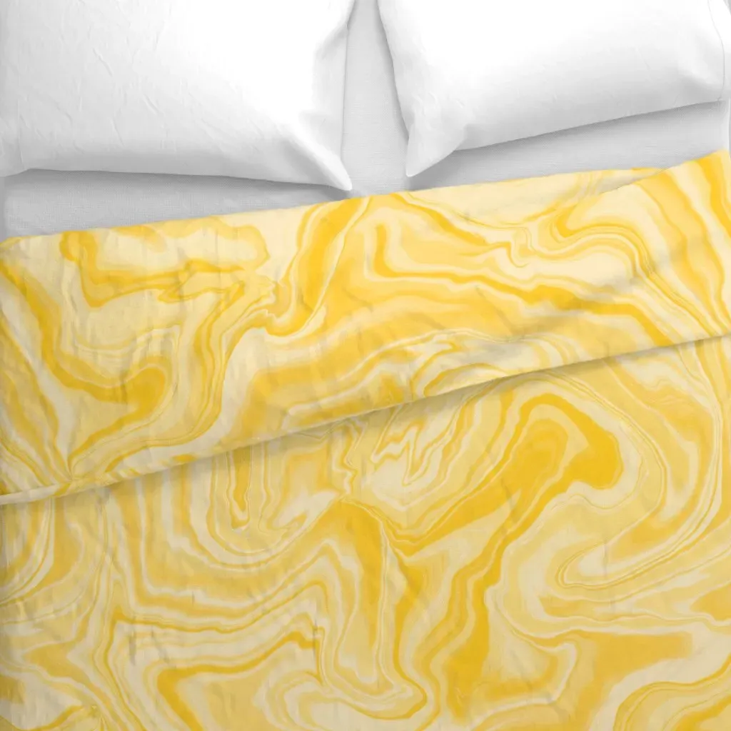 Lemon Yellow Marble Duvet Cover - Yellow alternate view