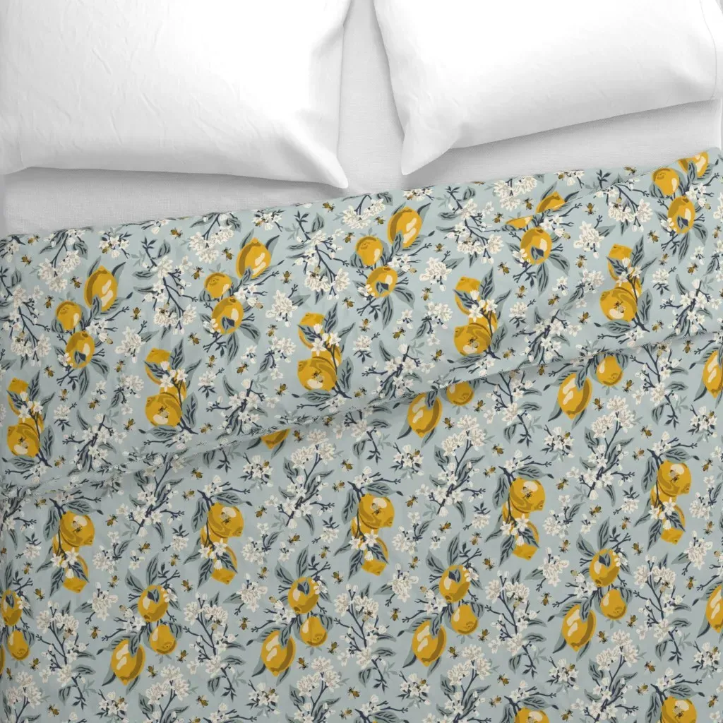 Lemons And Bees Medium Duvet Cover - Yellow alternate view