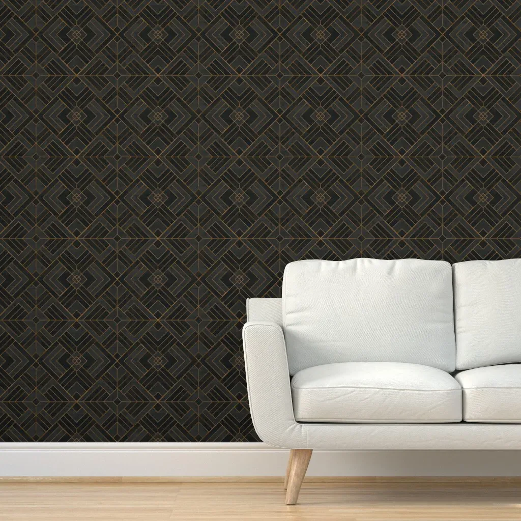 Lennox Vintage Deco Geo Peel and Stick Wallpaper - Black, Copper product