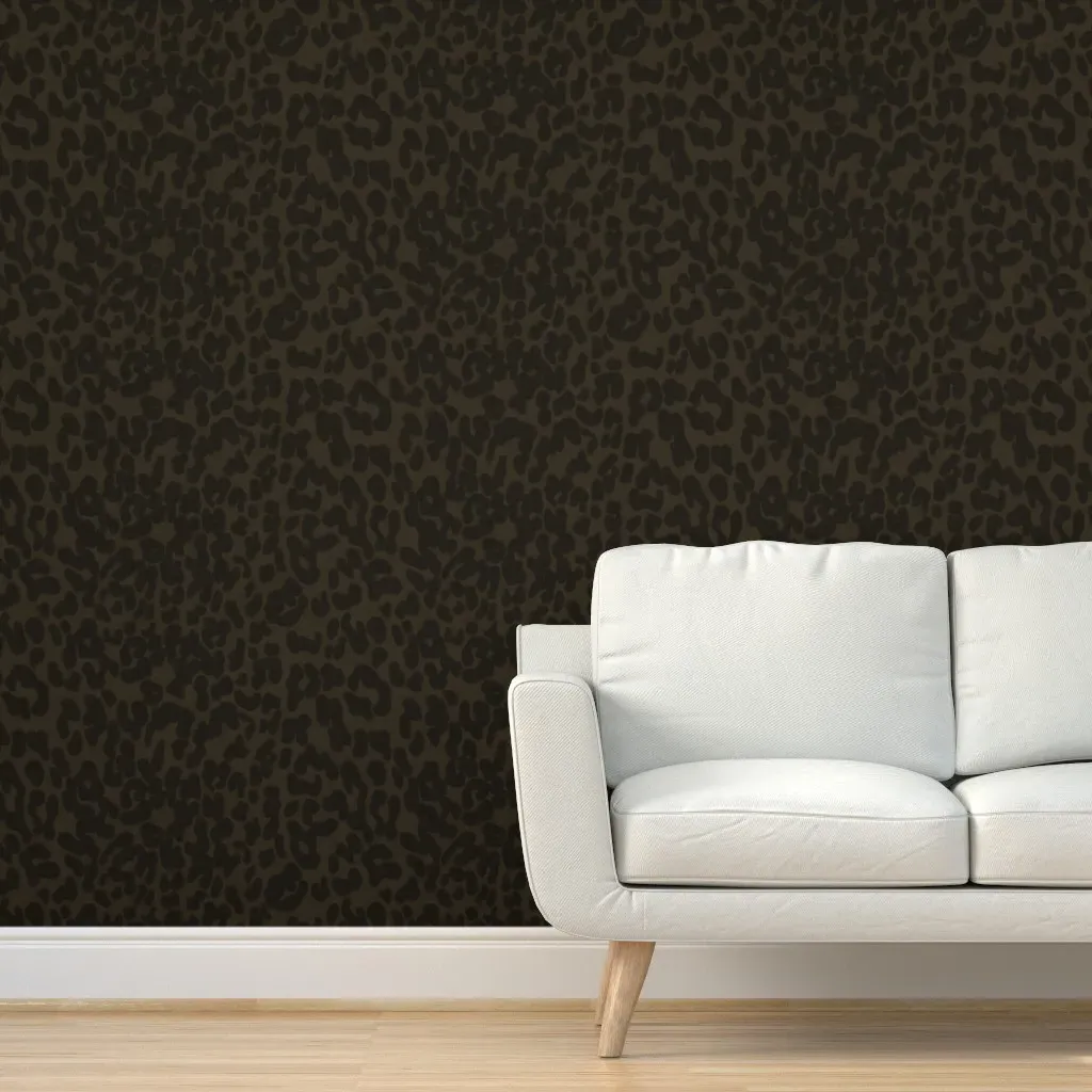 Leopard Animal Print Peel and Stick Wallpaper - Dark Olive Green product