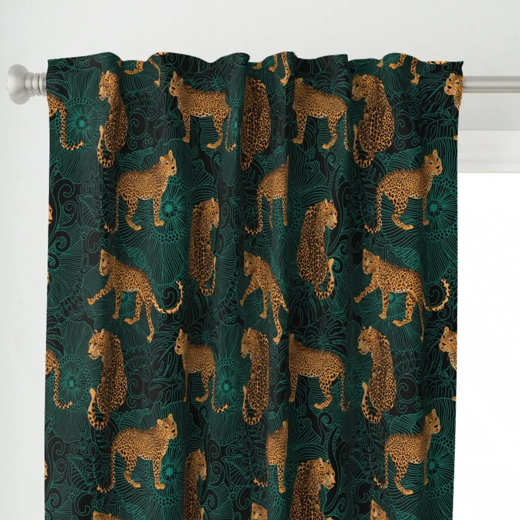 Leopard Exotic Jungle Curtain Panel - Orange alternate view