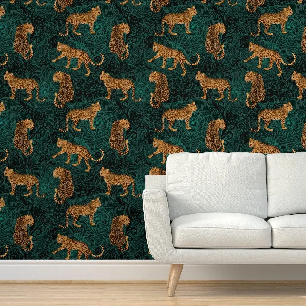 Leopard Exotic Jungle Peel and Stick Wallpaper - Black, Green product