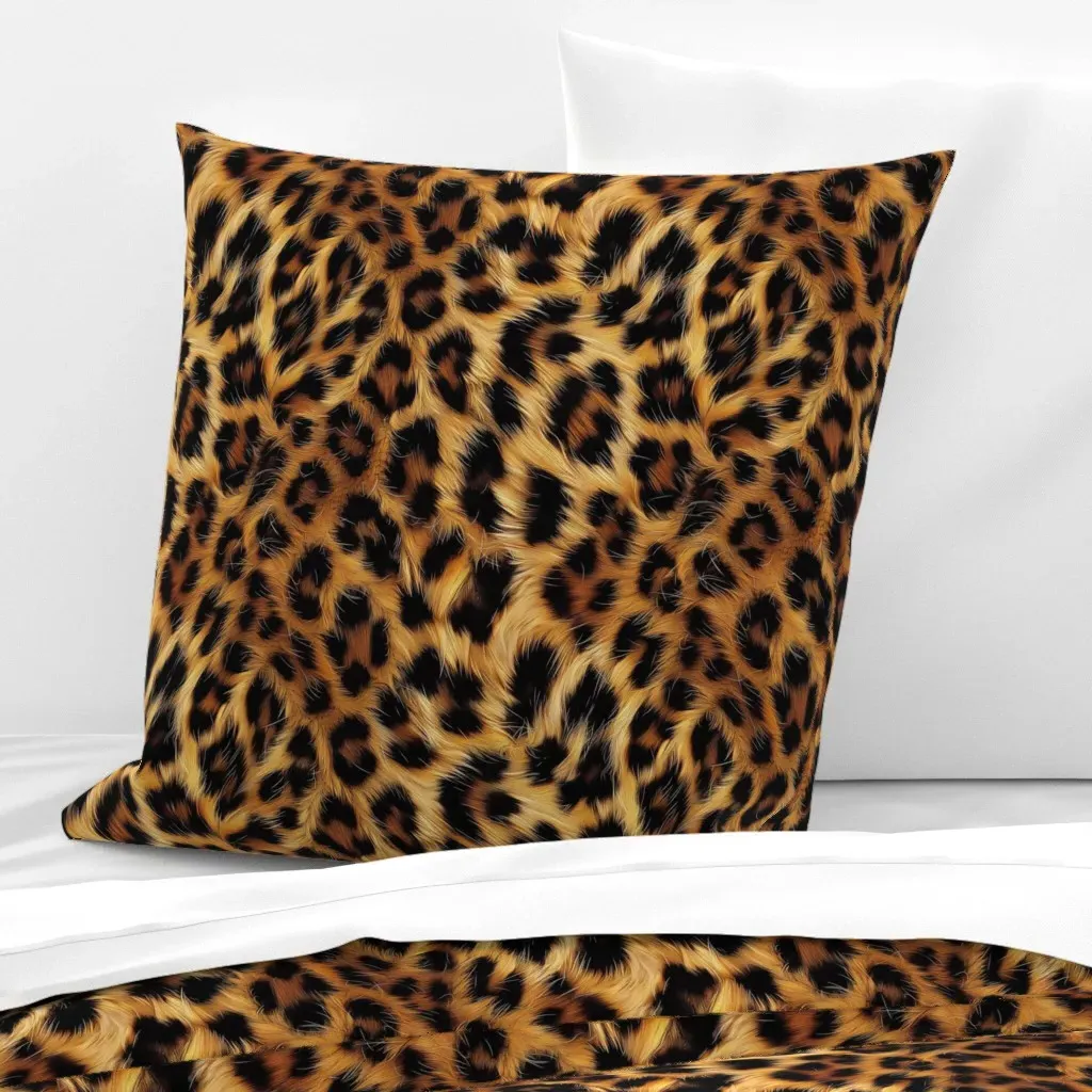 Leopard Fur Seamless Pattern Euro Pillow Sham - Orange-Brown product