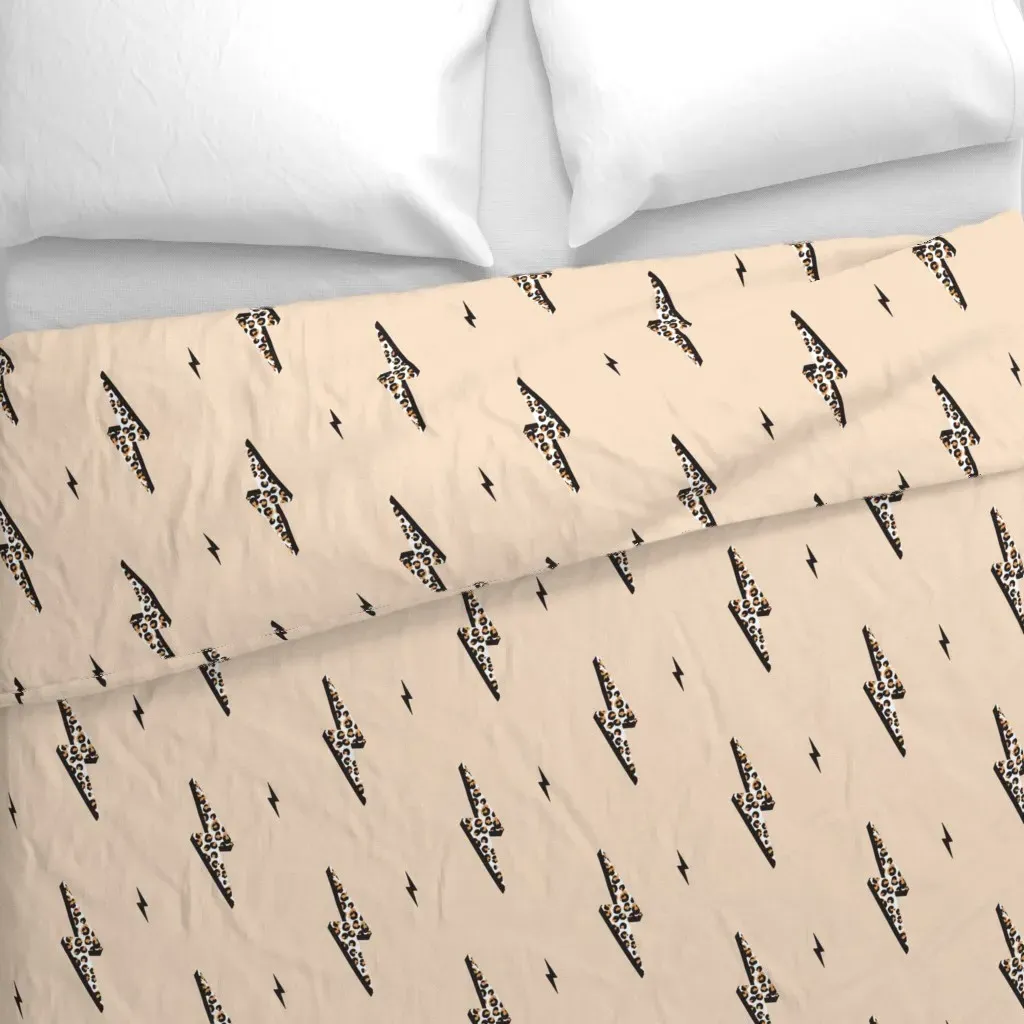 Leopard Lightning Bolt Duvet Cover - Beige alternate view