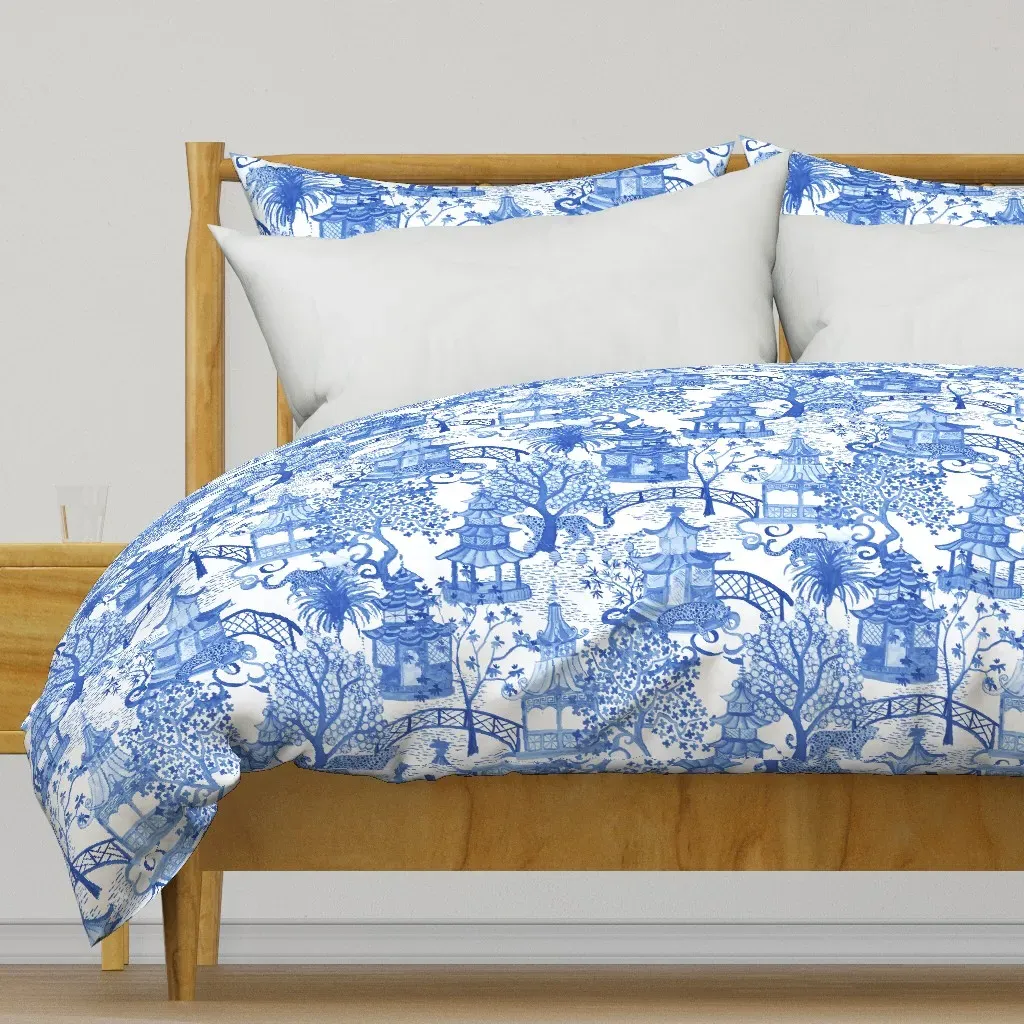 Leopard Pagoda Scenic Duvet Cover - Blue product