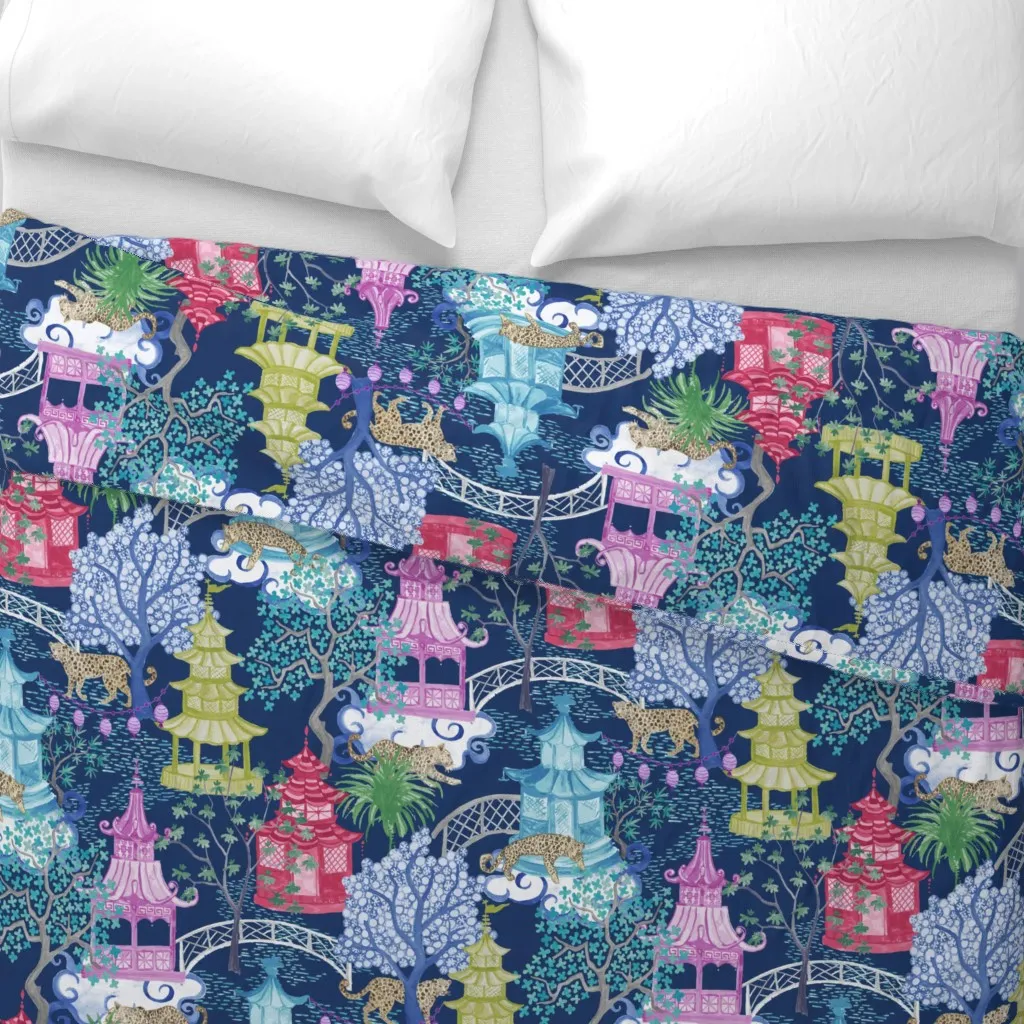 Leopard Pagoda Scenic Duvet Cover - Pink alternate view