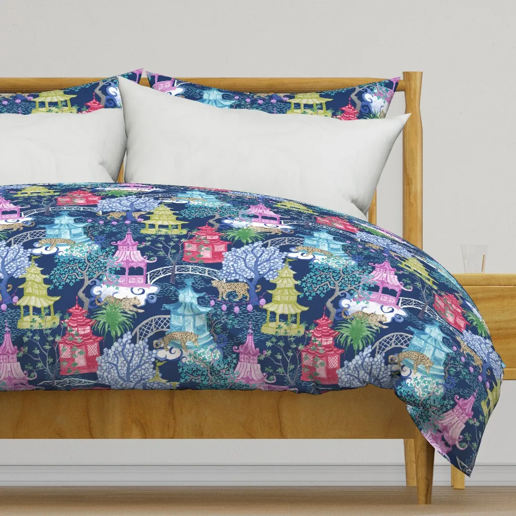 Leopard Pagoda Scenic Duvet Cover - Pink product
