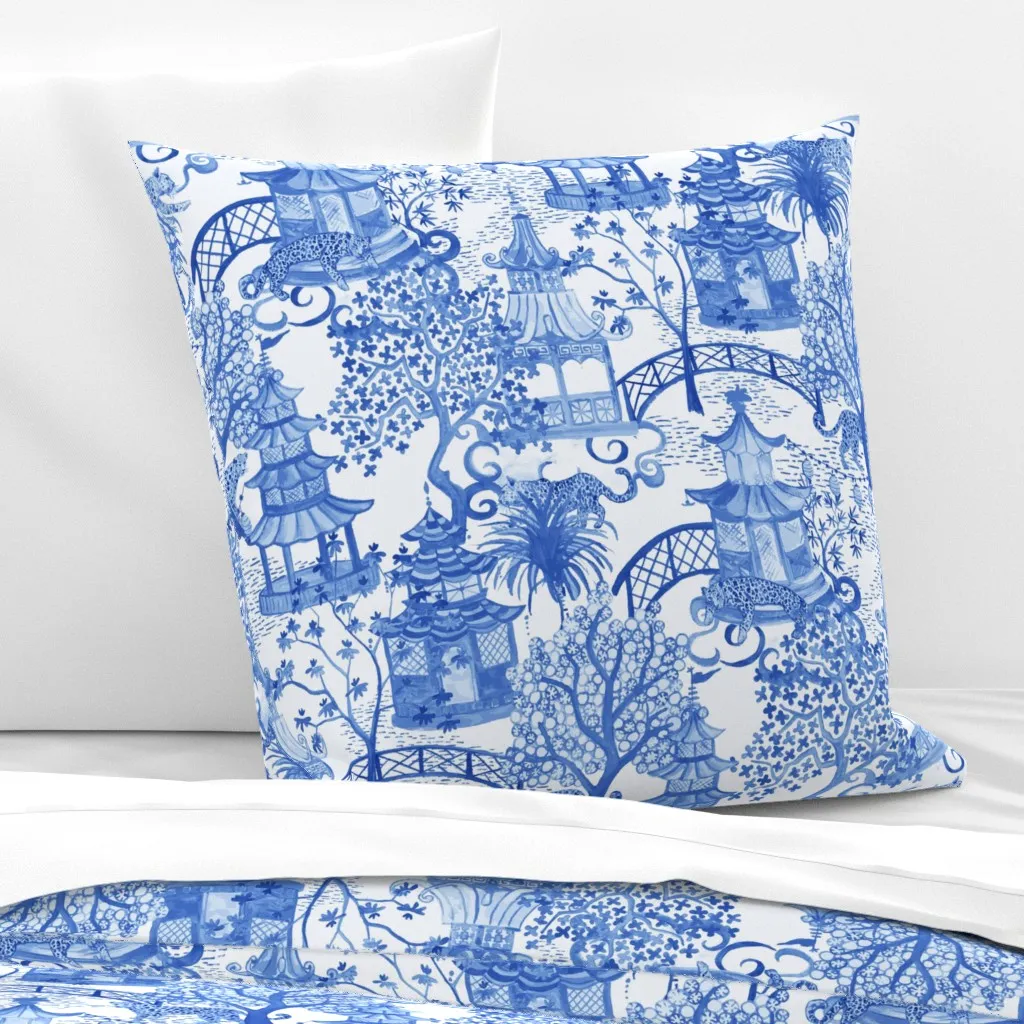 Leopard Pagoda Scenic Euro Pillow Sham - Blue product