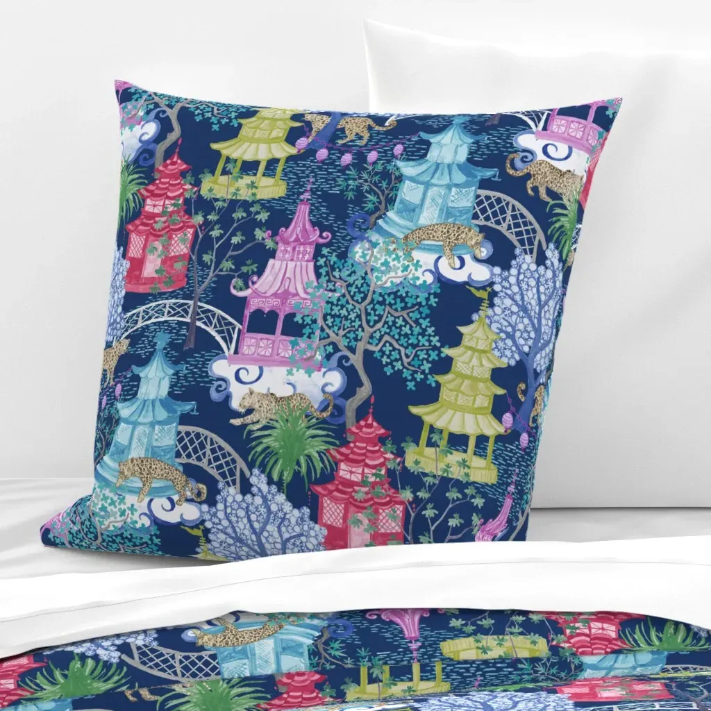 Leopard Pagoda Scenic Euro Pillow Sham - Pink product