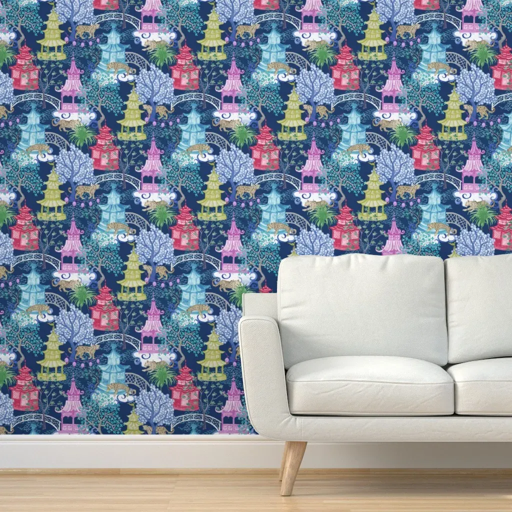 Leopard Pagoda Scenic Peel and Stick Wallpaper - Multi product