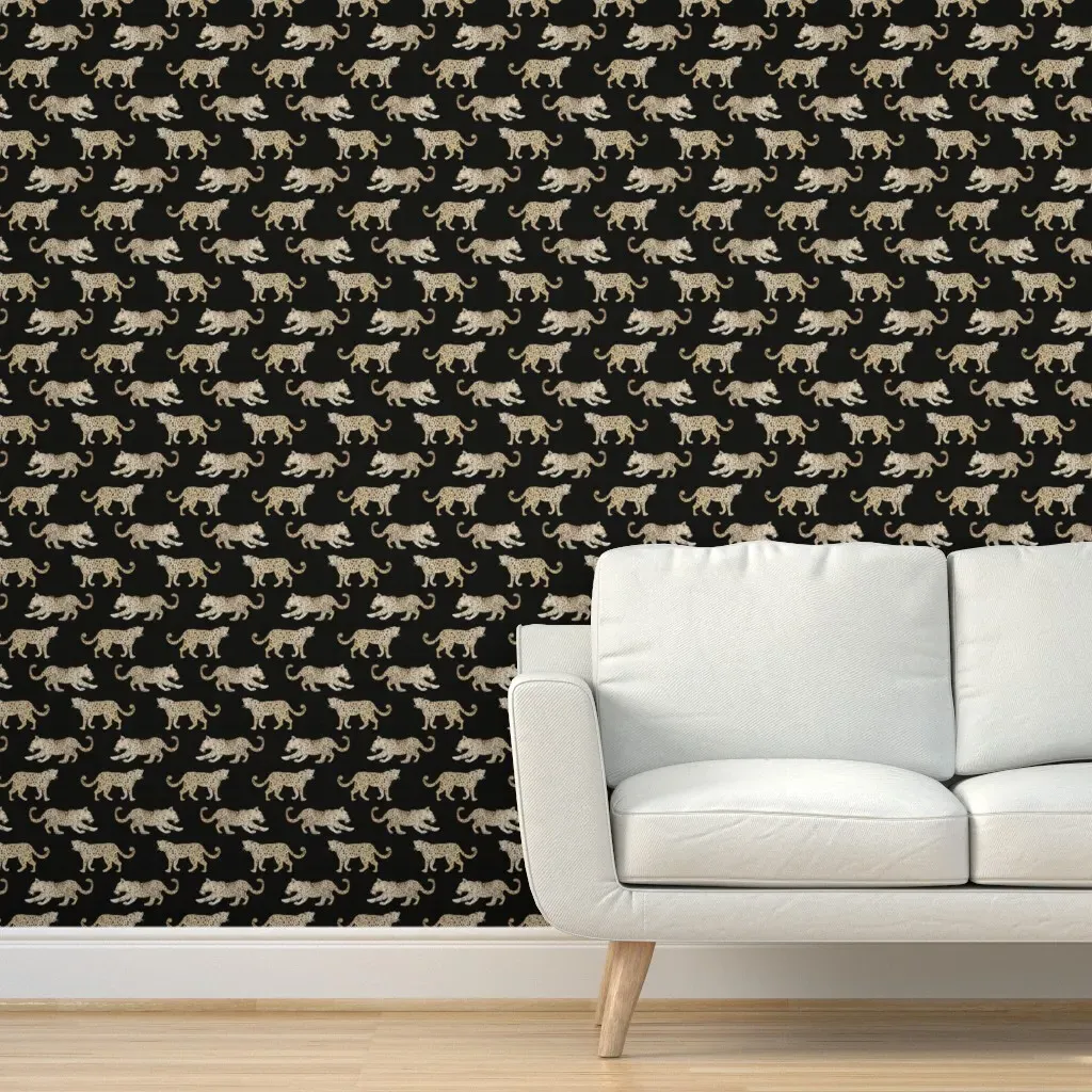 Leopard Parade Peel and Stick Wallpaper - Black, Beige product
