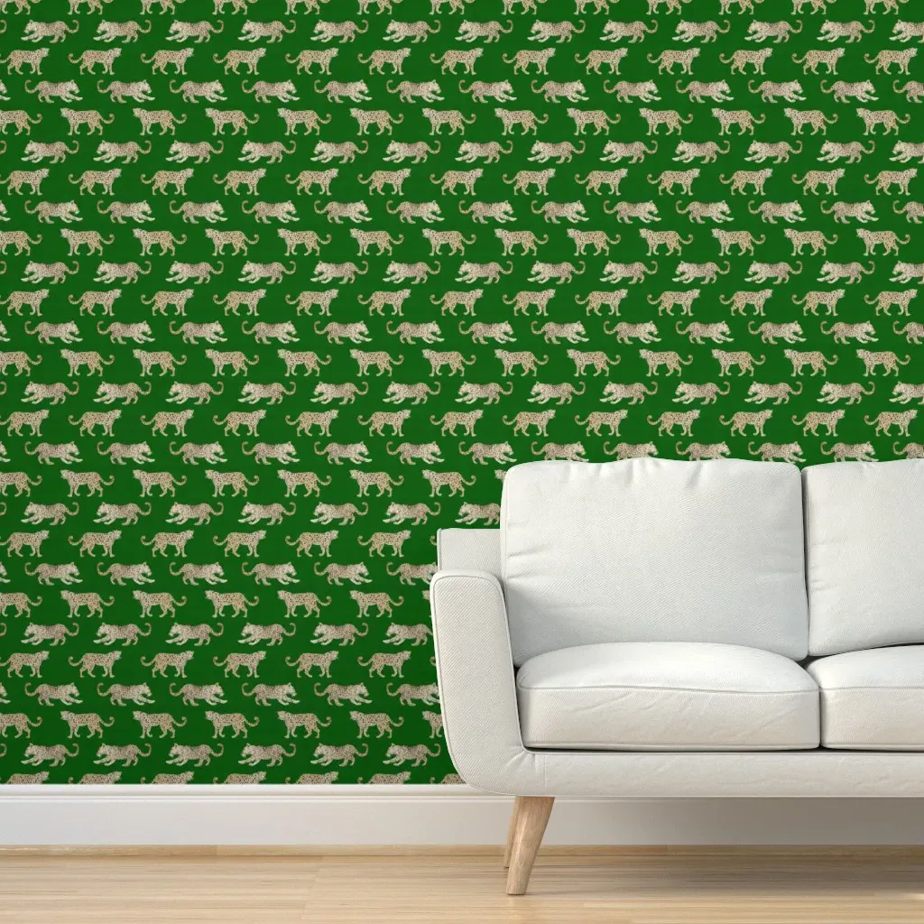 Leopard Parade Peel and Stick Wallpaper - Green, Brown product
