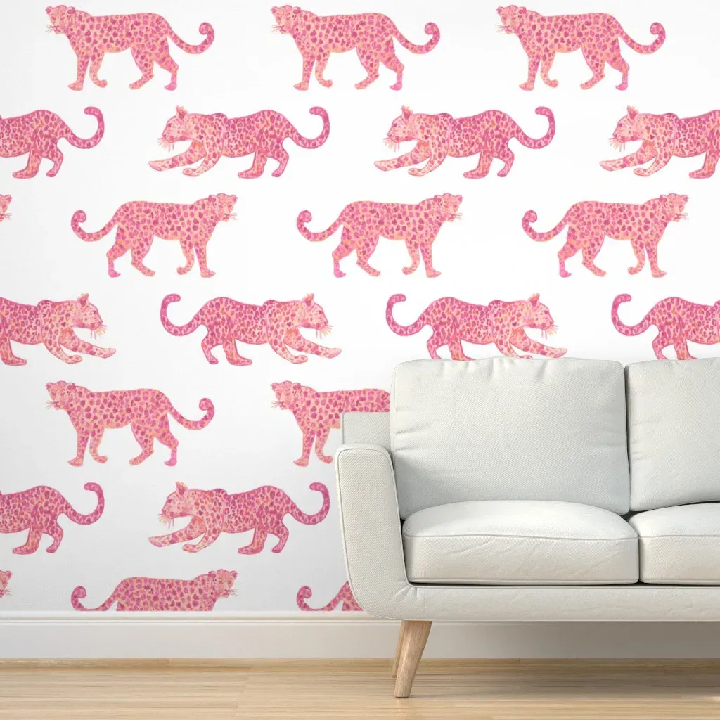 Leopard Parade Peel and Stick Wallpaper - Pink, Orange product