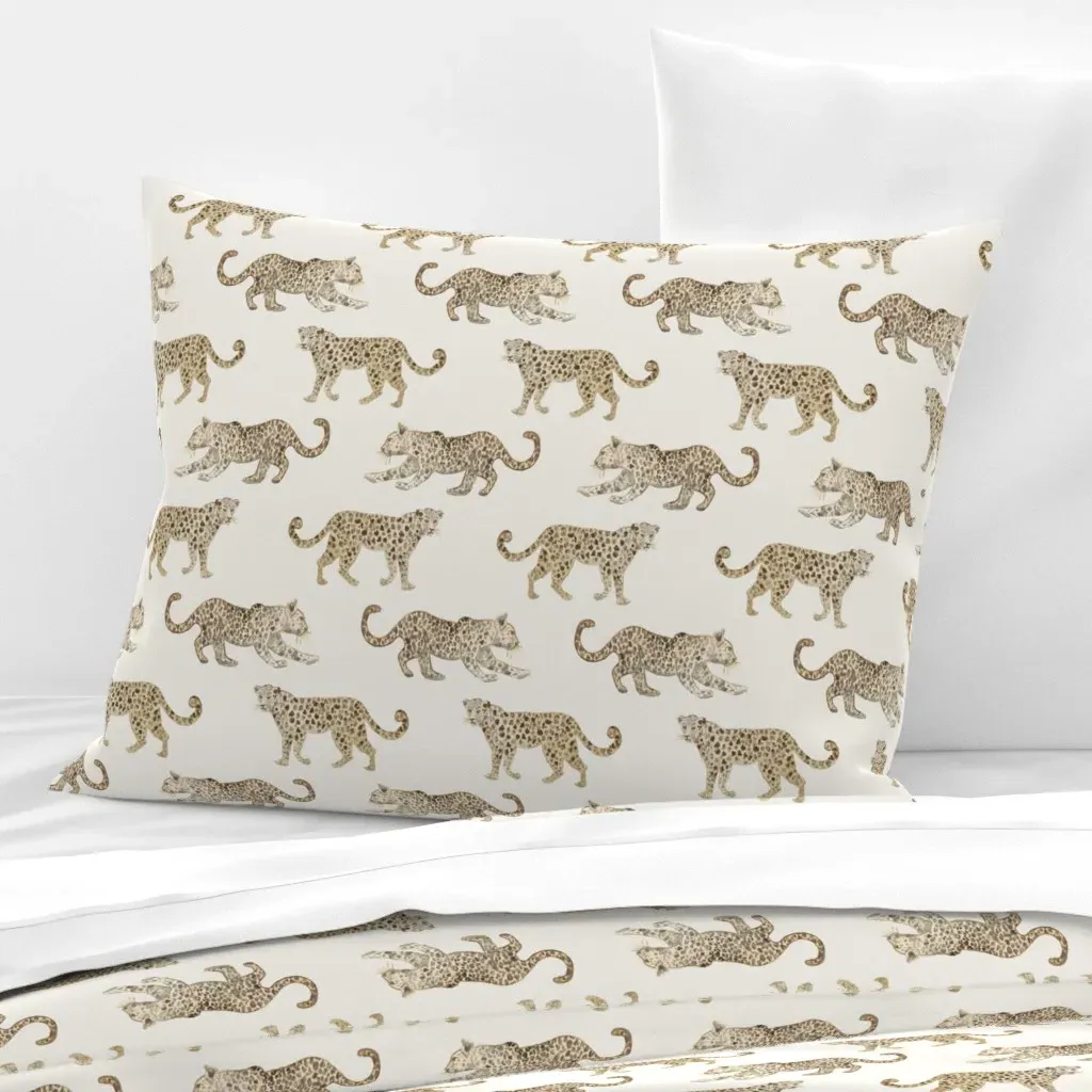 Leopard Parade Standard Knife Edge Cushion Cover - Beige, Cotton Sateen product