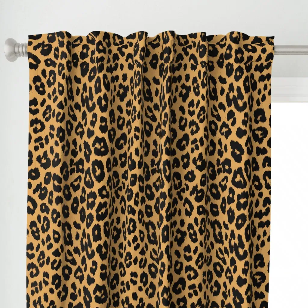 Leopard Print Curtain Panel - Black alternate view