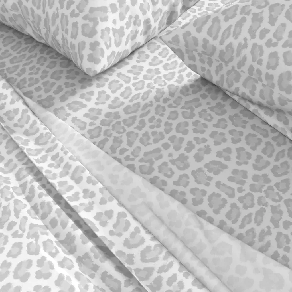 Leopard Print King Sheet Set - Light Grey alternate view