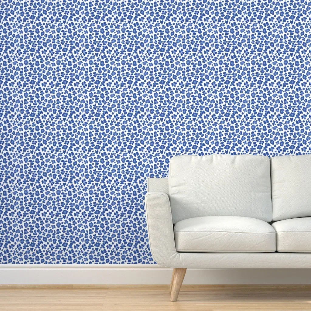 Leopard Print Peel and Stick Wallpaper - Blue, White product