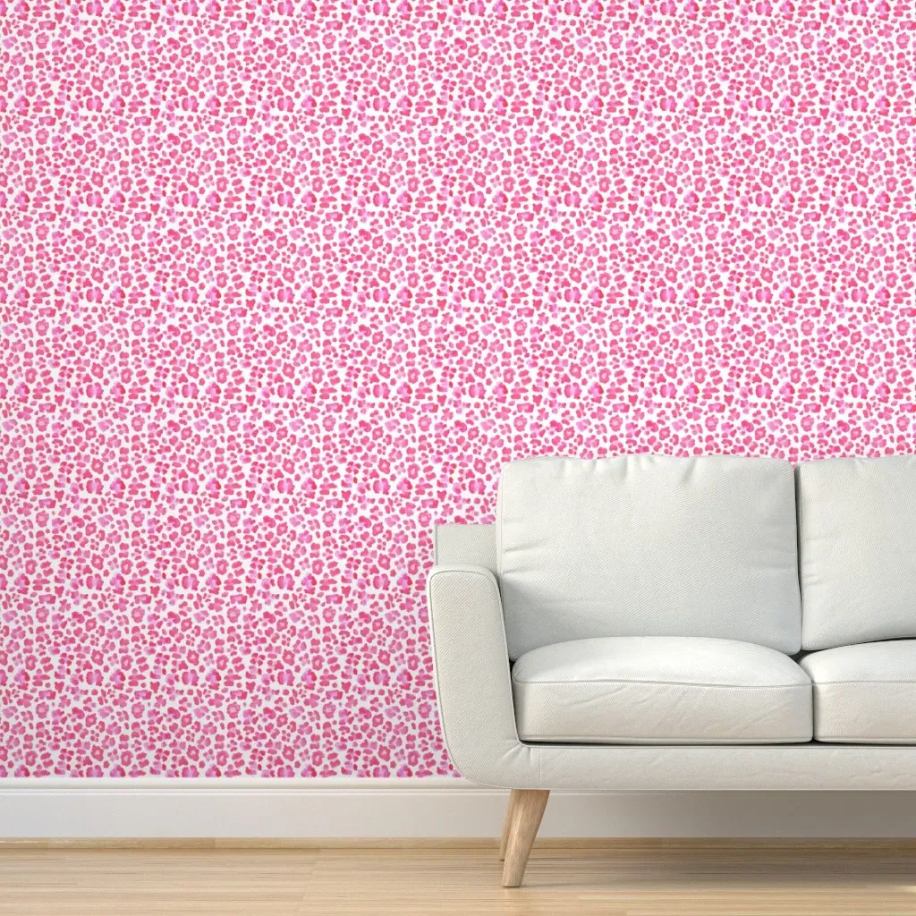 Leopard Print Peel and Stick Wallpaper - Pink, White product