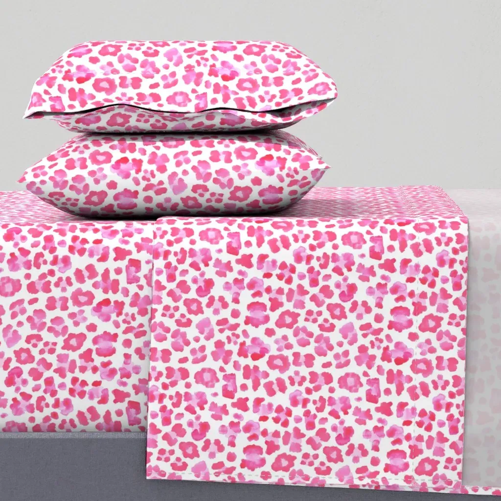 Leopard Print Queen Size Sheet Set - Pink, White product