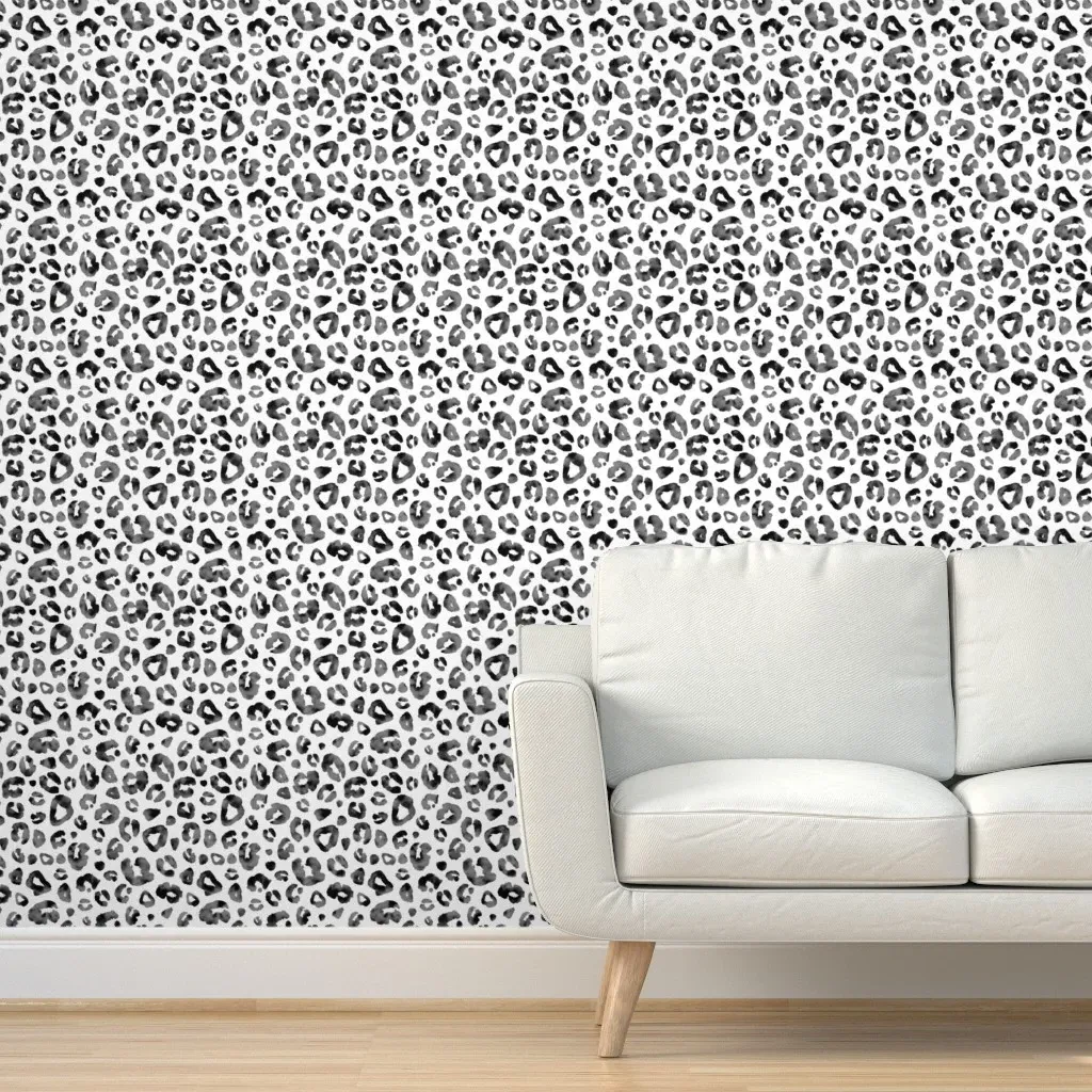 Leopard Skin Print Peel and Stick Wallpaper - Black and White product