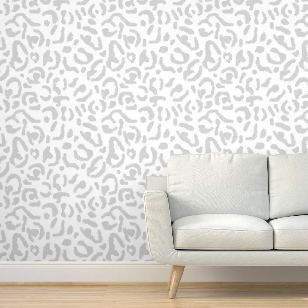 Leopard Skin Print Peel and Stick Wallpaper - Light Gray product