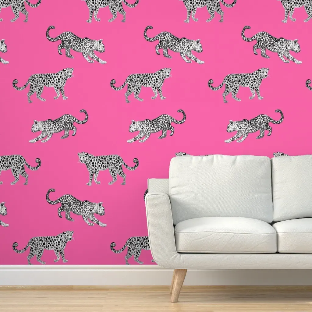 Leopards Extra Large Peel and Stick Wallpaper - Hot Pink product