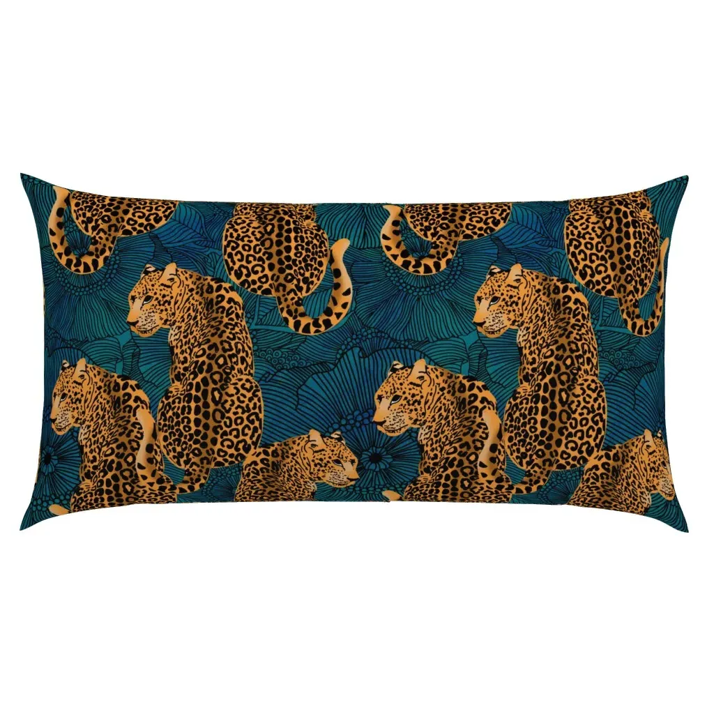 Leopards On Blue King Size Pillow Sham - Orange product