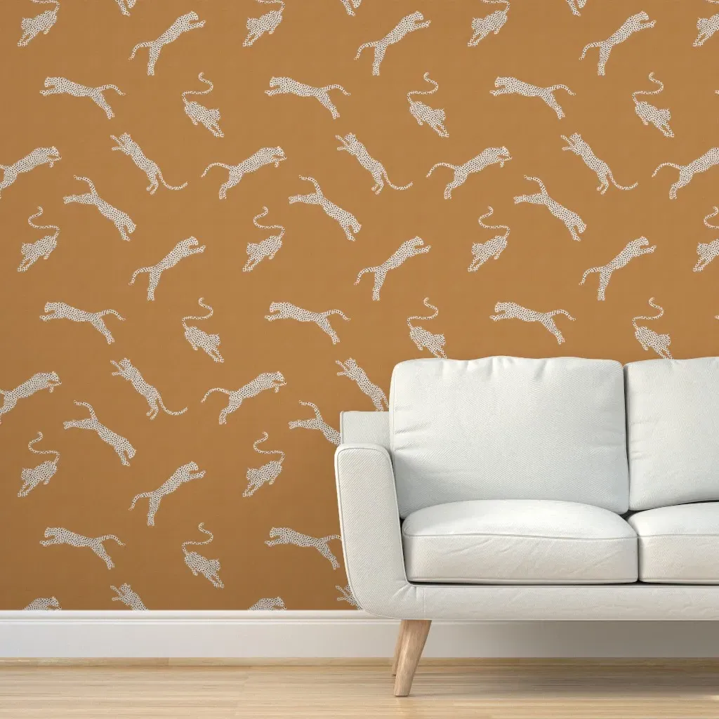 Leopards On Golden Sand Peel and Stick Wallpaper - Beige product