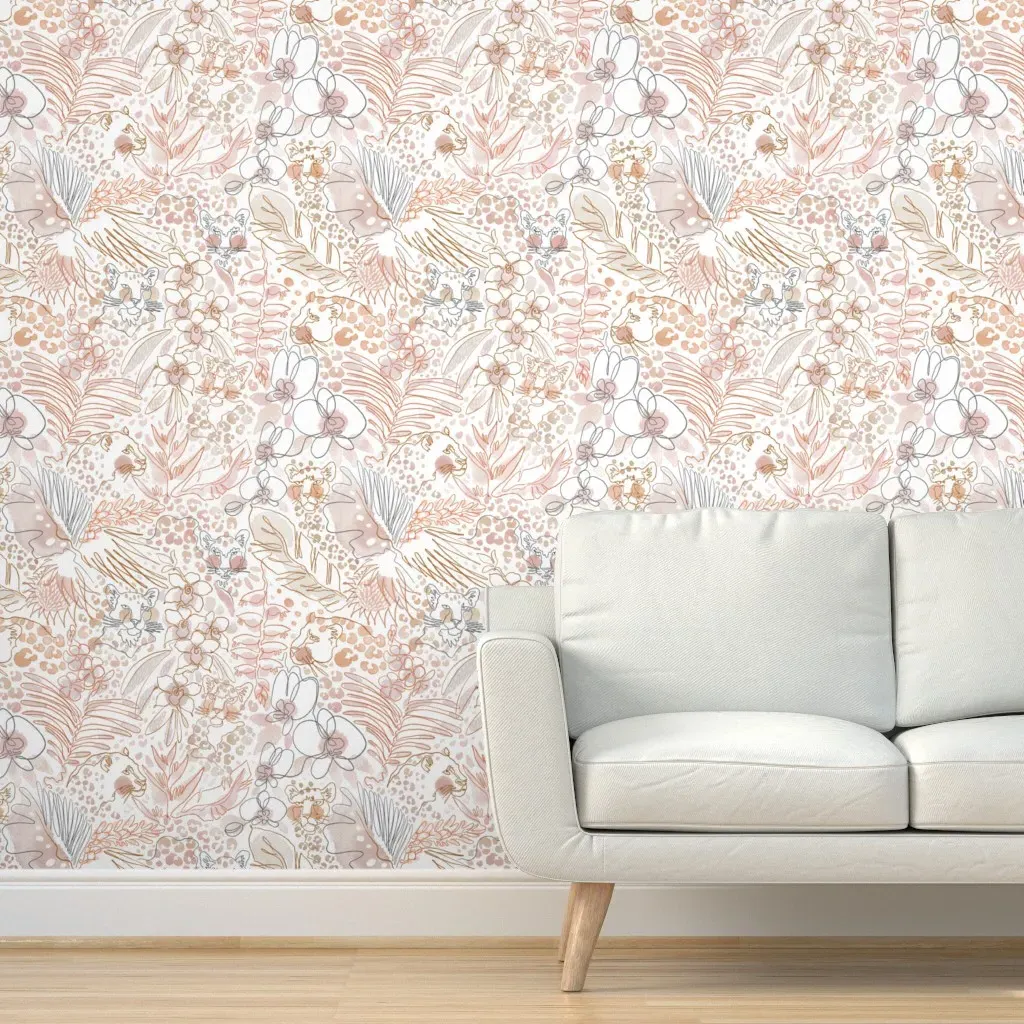 Leopards Painterly Peel and Stick Wallpaper - Blush Pink product
