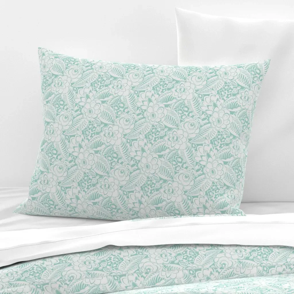 Leprintemps In Vert Standard Knife Edge Pillow - Seafoam Green, Cotton product