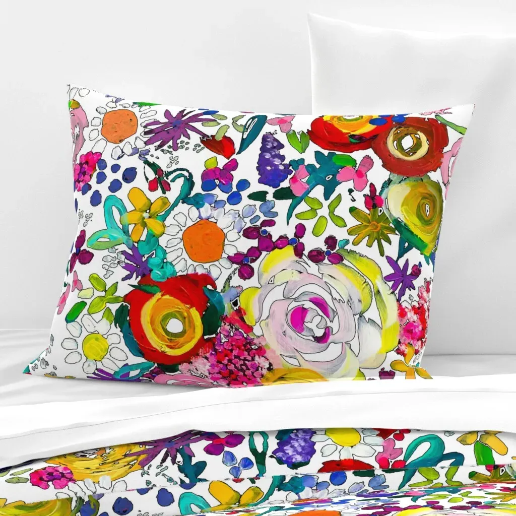 Les Fleurs Standard Knife Edge Pillow - Yellow, Cotton Sateen product
