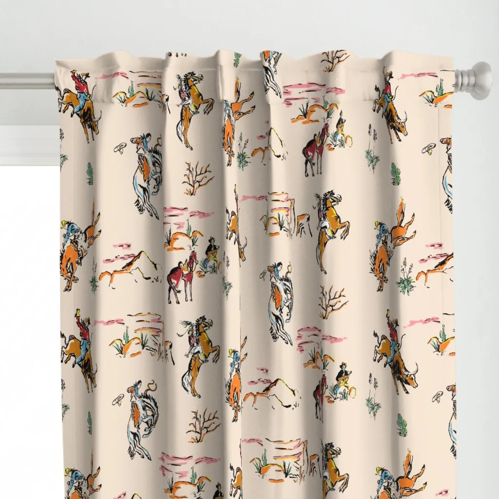 Let Er Rip Curtain Panel - Orange, Multi Cream alternate view