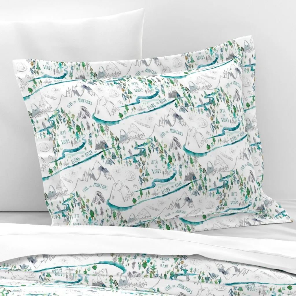 Let's Go Adventuring Standard Flanged Cushion Cover - Teal, Cotton Sateen product