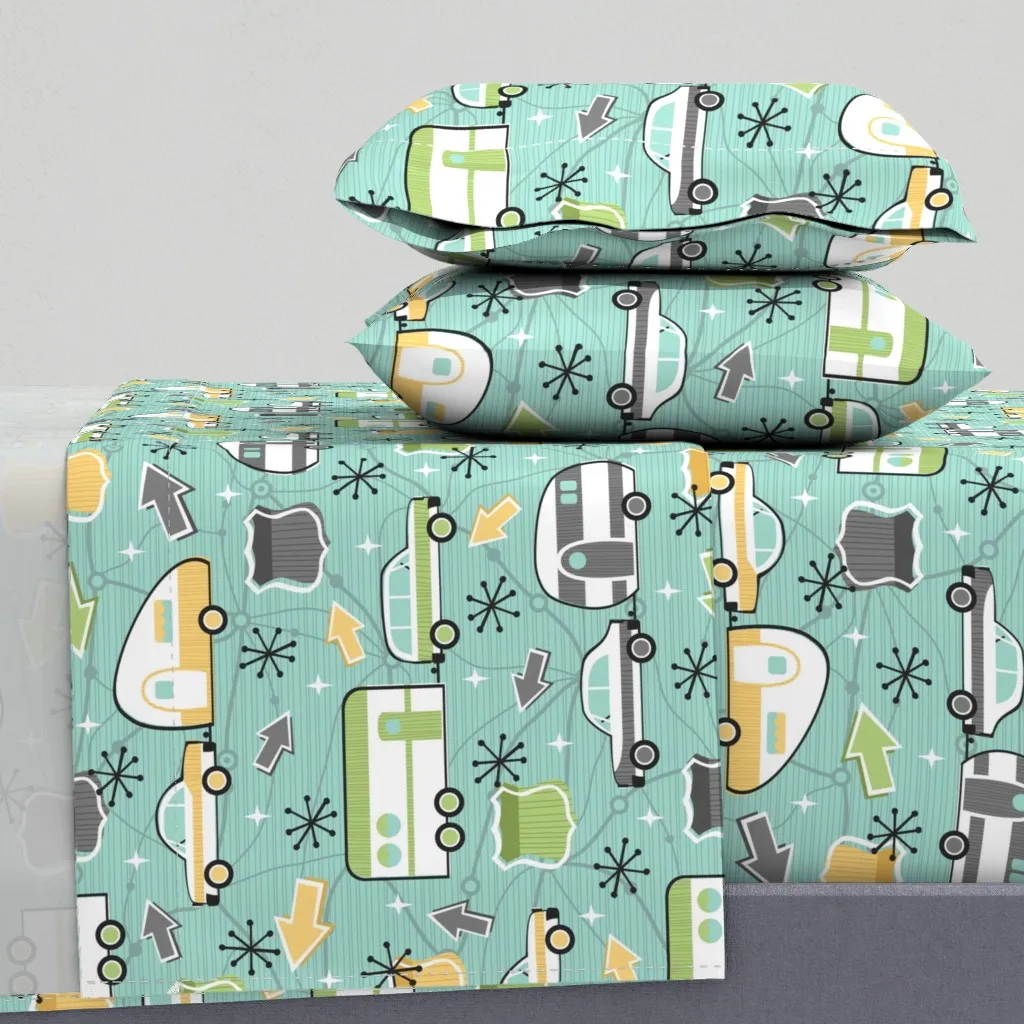 Let's Hit The Road Cal King Sheet Set - Teal product