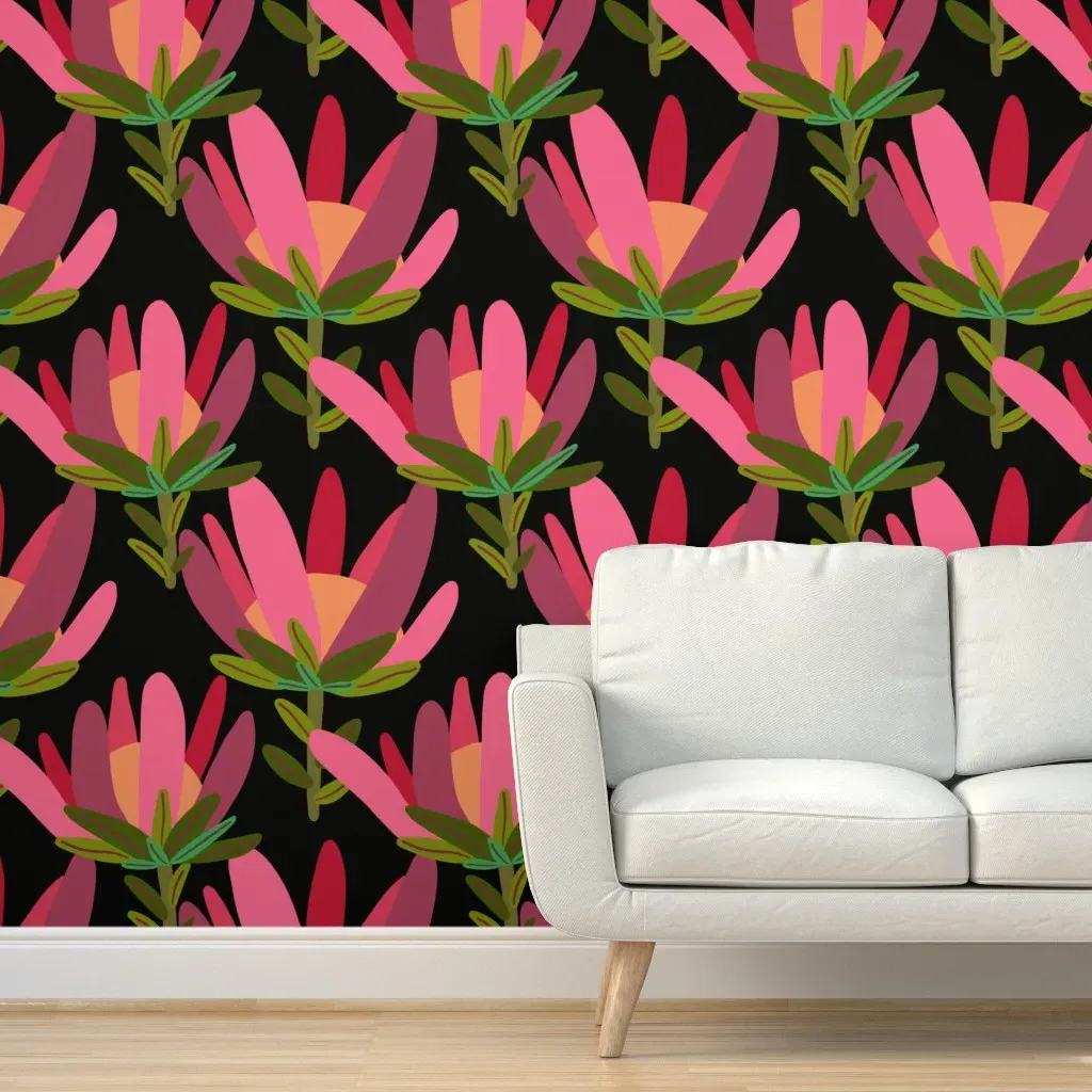 Leucadendron Flower Peel and Stick Wallpaper - Pink product