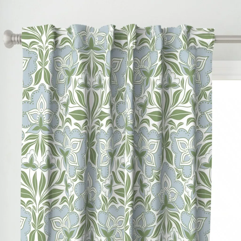 Liana Bold Floral Large Curtain Panel - Green alternate view