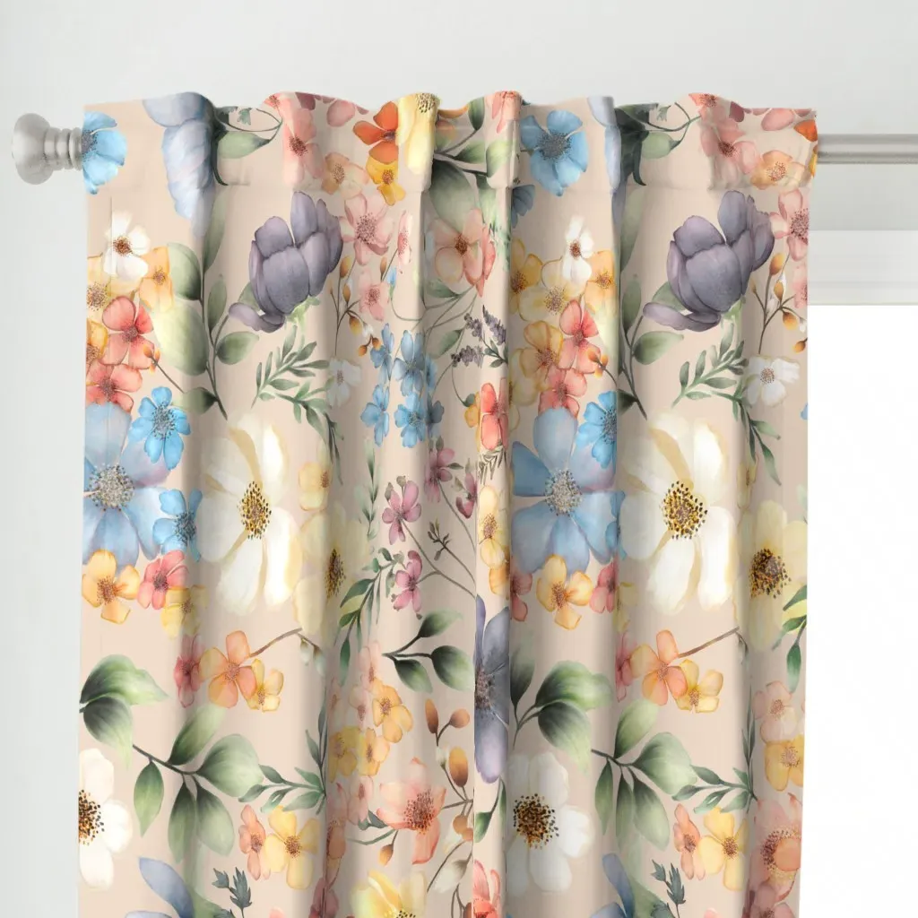 Liana Wildflowers Curtain Panel - Light Peach alternate view