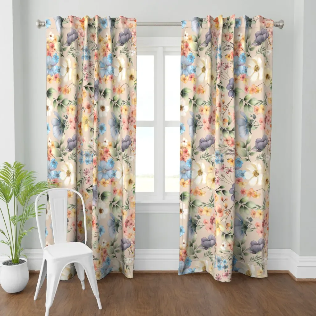 Liana Wildflowers Curtain Panel - Light Peach product