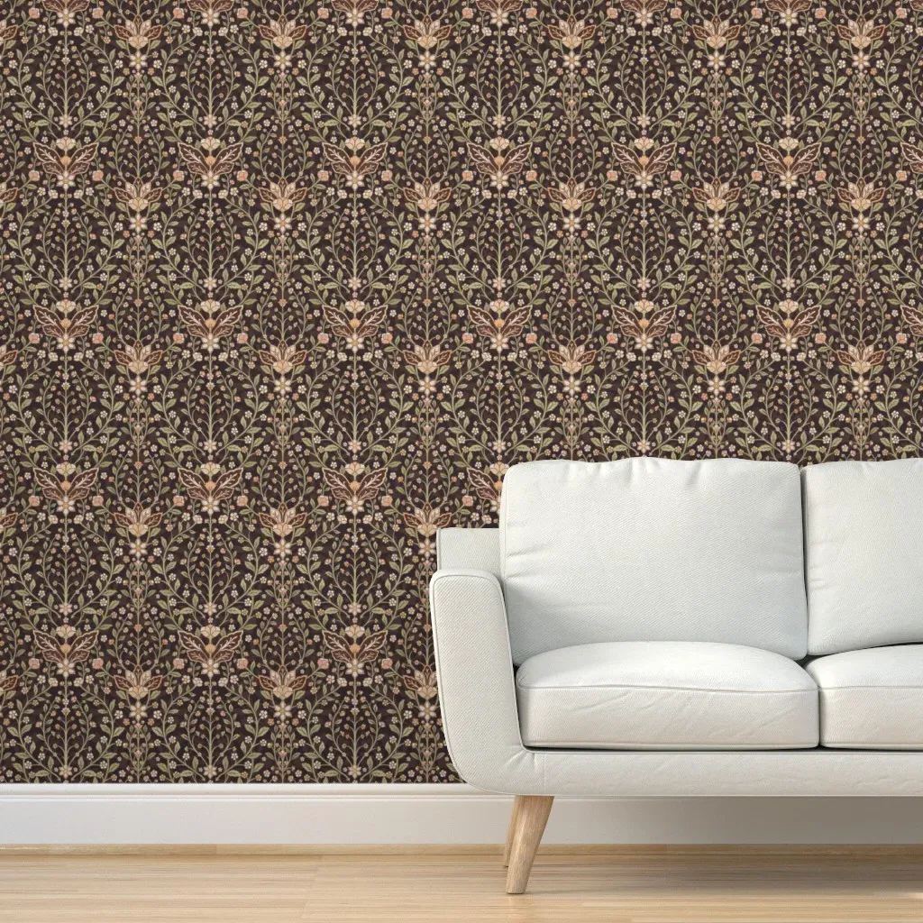 Libby Floral Damask Peel and Stick Wallpaper - Brown product