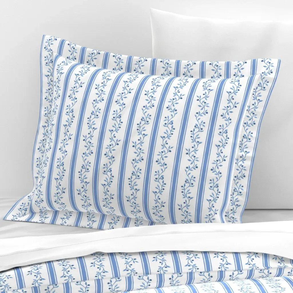 Libby Stripe Standard Flanged Cushion Cover - Blue, Cotton Sateen product